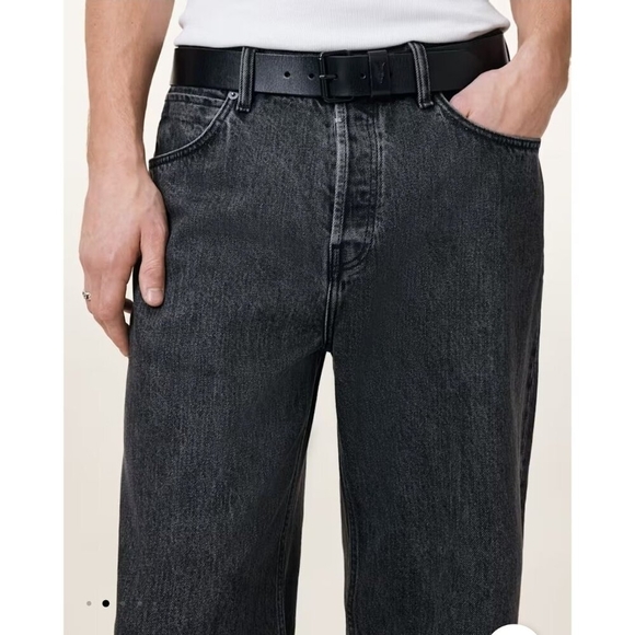 AllSaints Size 34 Gunmetal Leather Belt men - Picture 5 of 7